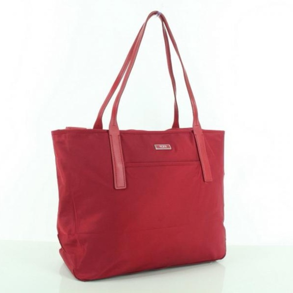 TUMI Red Nylon and Leather Tote